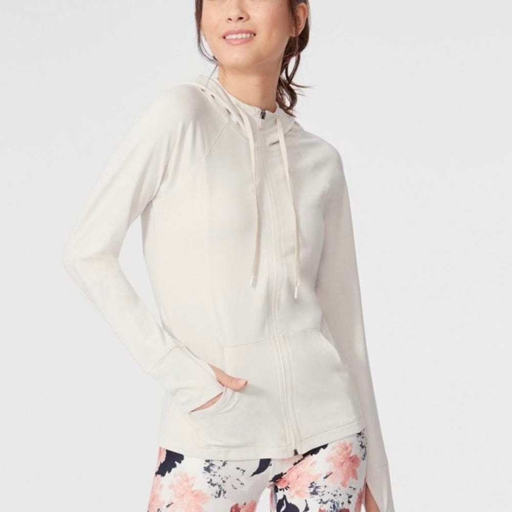 Marika • Long Sleeve Hoodie in White Sand